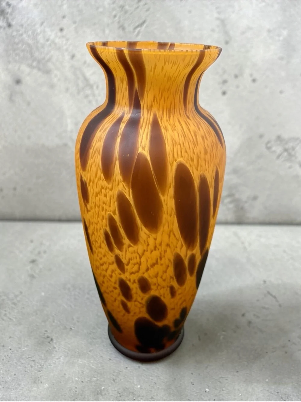 Vintage Murano Art Glass Vase Italy Maestri Vetrai Azzurra Gold Copper Swirls